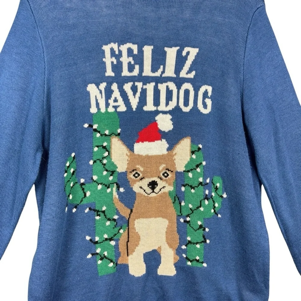 Tipsy Elves “Feliz Navidog” Christmas Sweater – Sz XXL (Blue)
